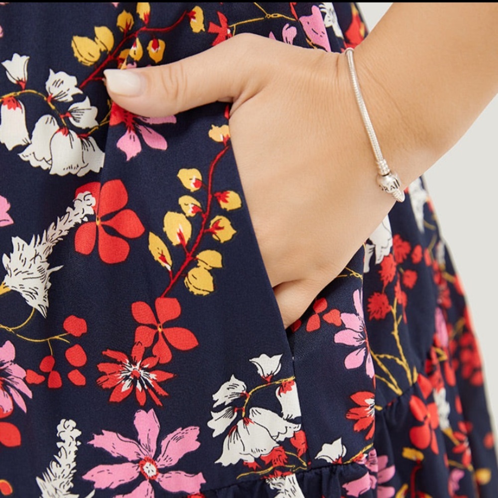 NWT floral pocket dress with mock neck and button closure . - Picture 8 of 8